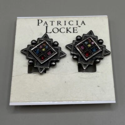 "Pendientes de clip para mujer Patricia Locke plateados cristales facetados 0,75""" Foto 1 de 4