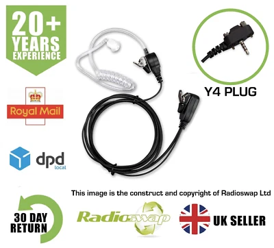 RADIOSWAP COVERT EARPIECE WITH MIC & PTT FITS VERTEX ONE-PIN TWO WAY RADIO
