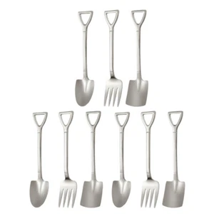 9 piezas cuchara de postre de acero inoxidable pala cucharadita cucharas de sopa tenedor de postre - Imagen 1 de 12