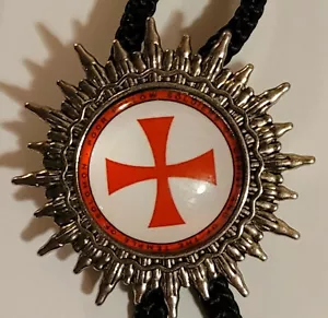 Knights Templer Bolo Halskette Krawatte - Rotes Kreuz mit Hintergrund - Bild 1 von 1