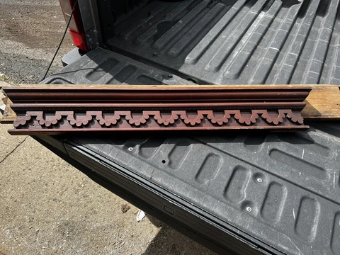 Folky c1880 vintage WINDOW pediment VICTORIAN lintel header Pine 43/7/2 7/8” Cover