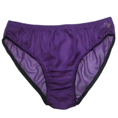 2 Pairs 100% Silk Briefs Hipster Bikini Panties See Through Transparent Knickers - Image 1 of 4