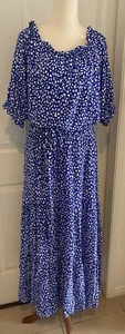 City Chic Ladies Blue & White Maxi Dress Plus Size XS (14) - Picture 1 of 9