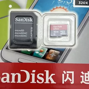 SanDisk Ultra 16 GB microSDHC Memory Card + SD Adapter UHS-I Class 10 - Picture 1 of 6
