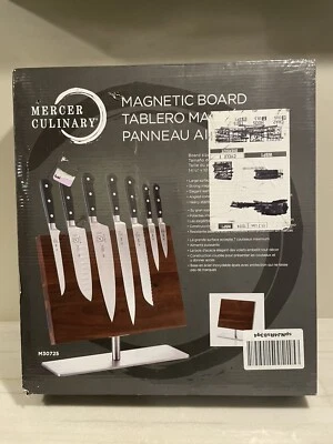 Mercer Culinary Magnetic Knife Board on Stand 14" x 10" Wood & Stainless Steel. - Image 1 of 4