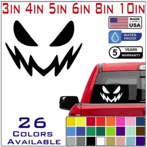 Pumpkin Face Vinyl Decal - Halloween Creepy Smile Scary - Die Cut Sticker (S11) - Picture 1 of 8