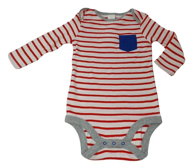 Ex Baby Boden red Stripe Bodysuit Vest Unisex Long sleeve 0-3m to 2-3years NEW