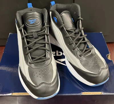 Reebok Size 7 Basketball Shoes Black Blue Gray Mid Top Sneaker item 24 - Image 1 of 4