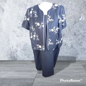 Jessica Howard Woman Petites 2 piece Jacket Dress Linen/Rayon Size 20 - Picture 1 of 10