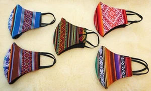 Máscara protectora boca nariz colorido patrón indígena Perú Inca Manta Indio Cusco máscaras - Imagen 1 de 11