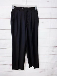 Youngor Mens Dress Pants Size 28/32 Navy Blue Adjustable Waist Lined Pure Wool - Picture 1 of 7