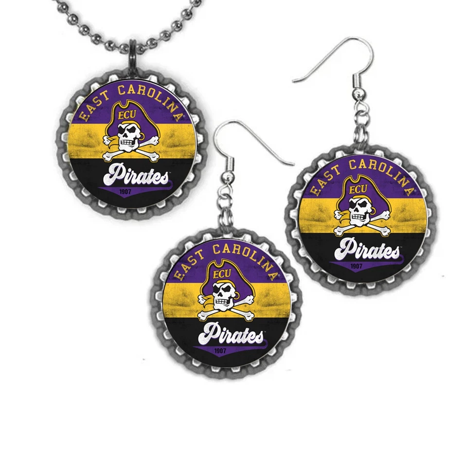 Eastern Carolina University ECU piratas conjunto de pendientes y collar gran regalo Foto 1 de 1