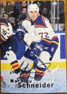 1995-96 Be A Player Autographs Mathieu Schneider #S20 New York Islanders - Picture 1 of 2