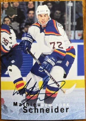 1995-96 Be A Player Autographs Mathieu Schneider #S20 New York Islanders - Image 1 of 2