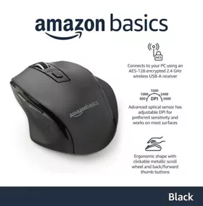 Amazon Basics Ergonomic 2.4 Ghz Wireless Optical PC Mouse, 5 PACK!!!! - Picture 1 of 2