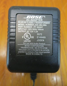OEM BOSE A/C Adapter JOD-48U-08A (12V / 1.2A) PT 263027 COMPANION 2 POWER SUPPLY - Picture 1 of 9
