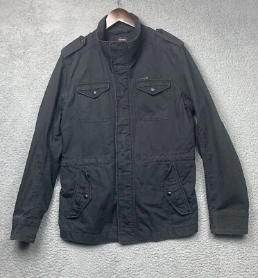 Куртка мужская Diesel XL черная военное полевое пальто нашивки на локти - Изображение 1 из 4