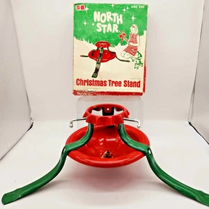 Vintage Retro Metal Christmas Tree Stand North Star SB One 200 Red & Green w/Box - Picture 1 of 10