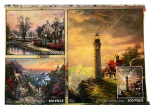 Ceaco Thomas Kinkade Shimmer Collection 3 Jigsaw Puzzles 100/300/500 Pieces 2008 - Picture 1 of 7