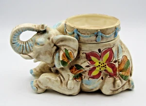 VINTAGE ALDON ACCESSORIES LTD NYC CERAMIC ELEPHANT PLANTER w/FLOWER POT (1974) - Picture 1 of 6