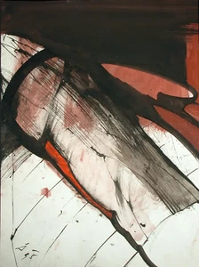 Peter Dotrel (1942 - 2013) Informale Rosso-Nero 1995 - Foto 1 di 12
