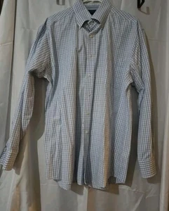 Tommy Hilfiger Hemd Herren Große 16,5 34/35 Button Up Down Blau Weiß Kariert - Bild 1 von 9