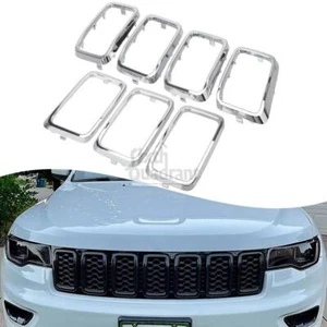 1 Set Chrome Front Grille Inserts Grill Cover Trim For Jeep Cherokee 2017-2021 - Picture 1 of 22