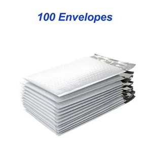 100 #000 Poly Bubble Lined Padded Mailers Bags Shipping Envelopes 4x7" Useable - Picture 1 of 4