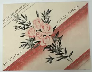 Tarjeta de cumpleaños vintage - flores de colores rosas - Imagen 1 de 3