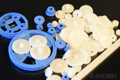 61-teiliges Zahnrad-Set Kunststoff verschiedene Größen, Zahnräder Modellbau RC - Bild 1 von 3