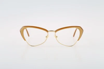 Armações de óculos de gato grandes Andy Wolf 5047 N, vintage anos 2000 amarelo e dourado NOS - Imagem 1 de 4