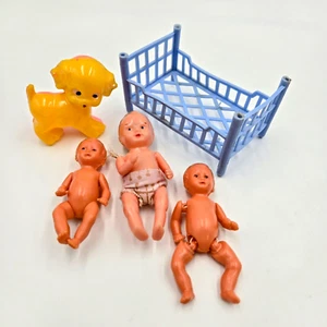 Vintage Germany Baby Dolls Naked Jointed Crib Dog Toy Doll Babies Small Read - Picture 1 of 20