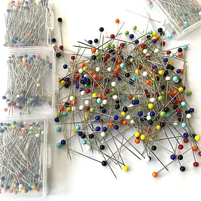 1.4in Straight Pins Assorted Colour Glass Head Stud Hemming Dressmaking Sewing - Image 1 of 4