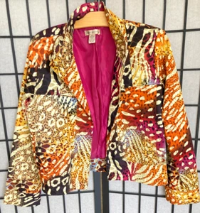 Animal Print Kurzjacke Langarm Damen Gr. L Vintage 90er - Bild 1 von 10
