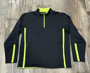 Nike Golf Tour Performance Therma Fit Mens Black Neon Yellow Pullover Large - Picture 1 of 3