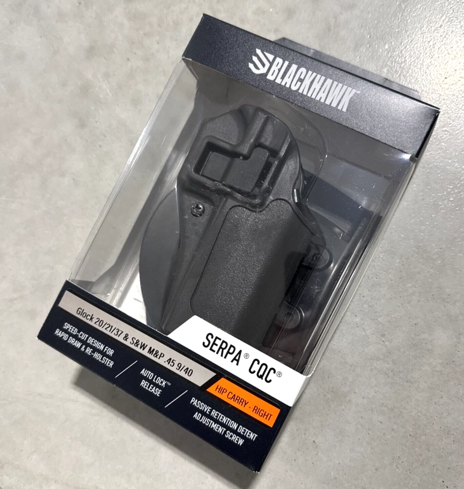 Blackhawk Serpa Glock 20/21/37/S&W/M&P CQC Paddle Holster Right 410513BK-R *NEW* - Image 1 of 4