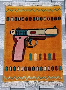 Handmade Afghan Vintage War Rug Historical War Rug Wool Area Rug - Picture 1 of 10