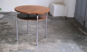 Runder Bauhaus Tisch nach Thonet ST34 Entwurf in dunkelbraun - Bild 1 von 8