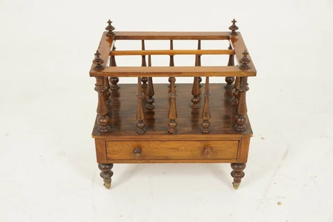 Antique Victorian Canterbury Music/Magazine Rack, Wood, Scotland 1870, H316 Cover
