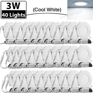 40Pack 3W LED Ceiling Lights Ultra-Thin Recessed Retrofits Kit 6000K Daylight US - Picture 1 of 10