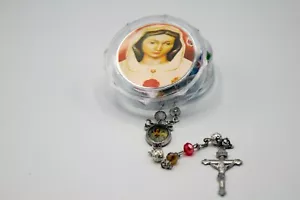 Rosario Cattolico Arcobaleno Vetro Sfaccettato Preghiera Croce Argento / Maria Religiosa - Foto 1 di 7
