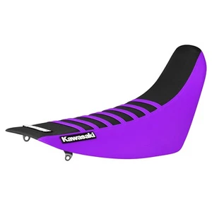 1995 - 2007 KAWASAKI KDX 200/220 seat cover PURPLE/BLACK/PURPLE ribs #85 LOGO - Picture 1 of 5