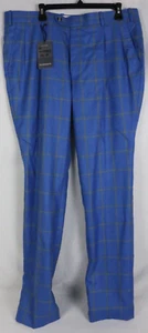 StudioSuits Hand Crafted Bespoke Blue Window Pane Pattern Mens Pants New 38 Nwt - Picture 1 of 8