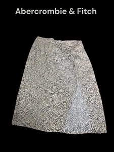 Abercrombie & Fitch Animal Print Faux Wrap Skirt w/Split Black Beige XL - Picture 1 of 6