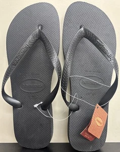 Havaianas Size US Men's 13 Flip Flops Thong Sandals Black Rubber Made in Brazil - Picture 1 of 3