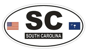 SC South Carolina Oval Autoaufkleber oder Helmaufkleber D774 Euro Oval mit Flagge - Bild 1 von 1
