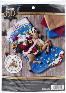 Bucilla Rentier Santa Filzstrumpf Kit 18 Zoll Weihnachten Stickerei Handwerk - Bild 1 von 9