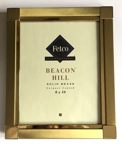 Vintage MCM Solid Brass Lacquer Coated Picture Frame Fits 8”x10”Photo Shiny - Picture 1 of 11