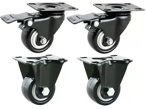 Bremse 2 Lenkrollen 2 Bockrollen Räder 45kg Laufrollen Schwerlast Ø40mm J W2128 - Bild 1 von 1