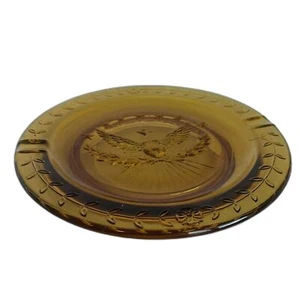 Posacenere sigari vintage 9" VETRO AMBRA BICENTENARIO American Eagle &Stars - Foto 1 di 5